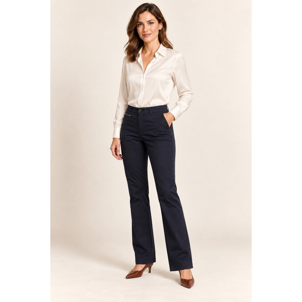 Lauren Ralph Lauren Navy Blue Straight Leg Pants 12 Minimalist Old Money Lux